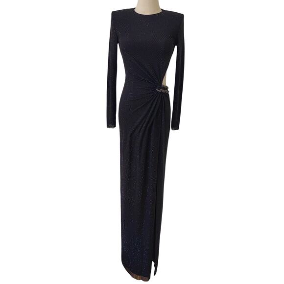 SELF PORTRAIT Black Rhinestone Embellished Maxi Dress UK 6 US 2 - Picture 4 of 7